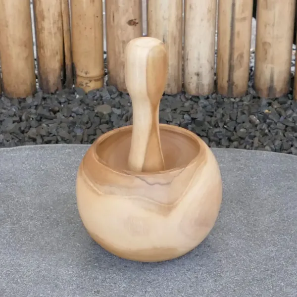 Mörser und Stößel aus Holz, aus Teakholz, 13x10 cm 